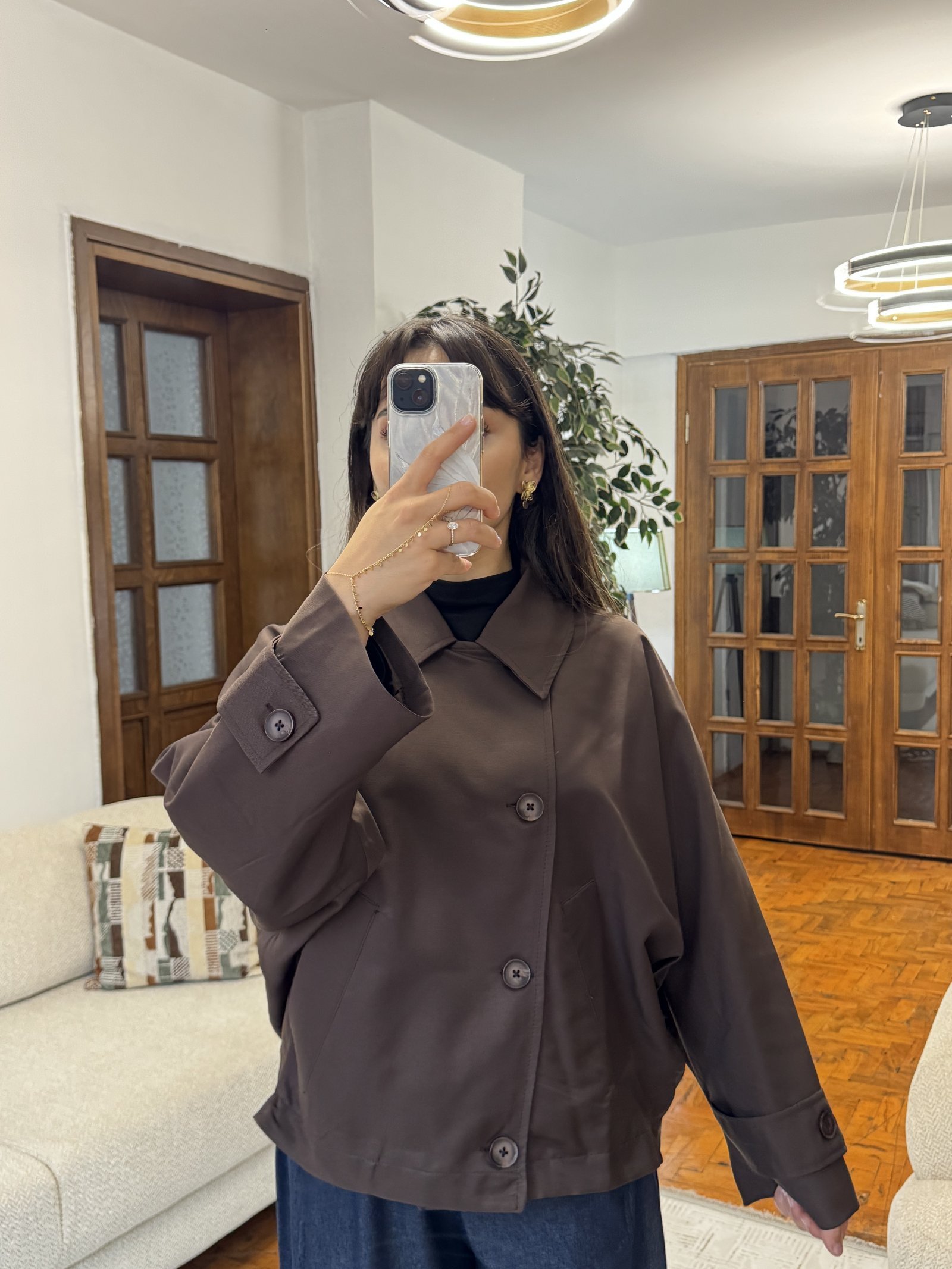 Minimal Yarasa KOL Ceket Kahverengi