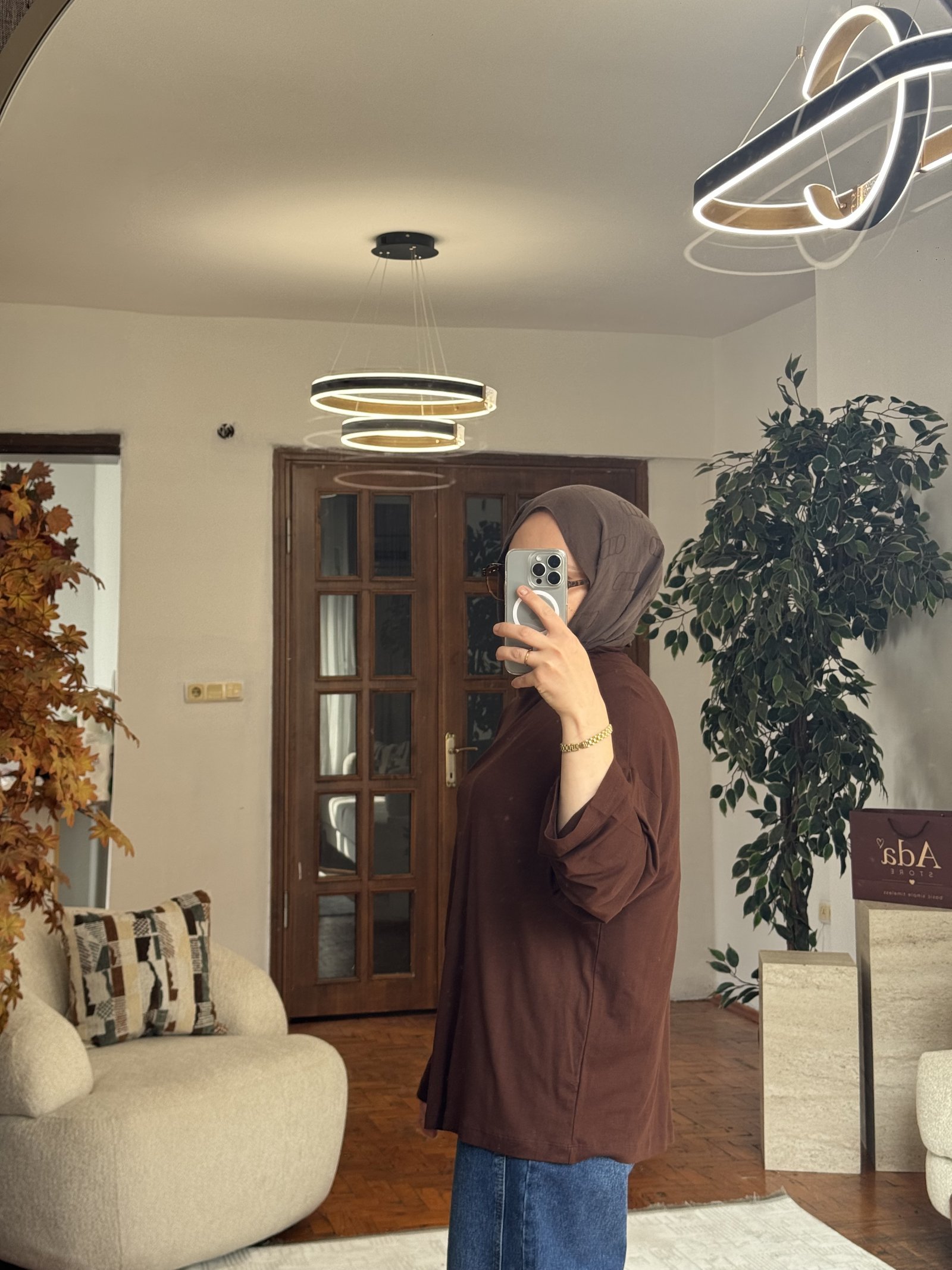 Uzun Kollu Basic Bluz Kahverengi — görsel 3