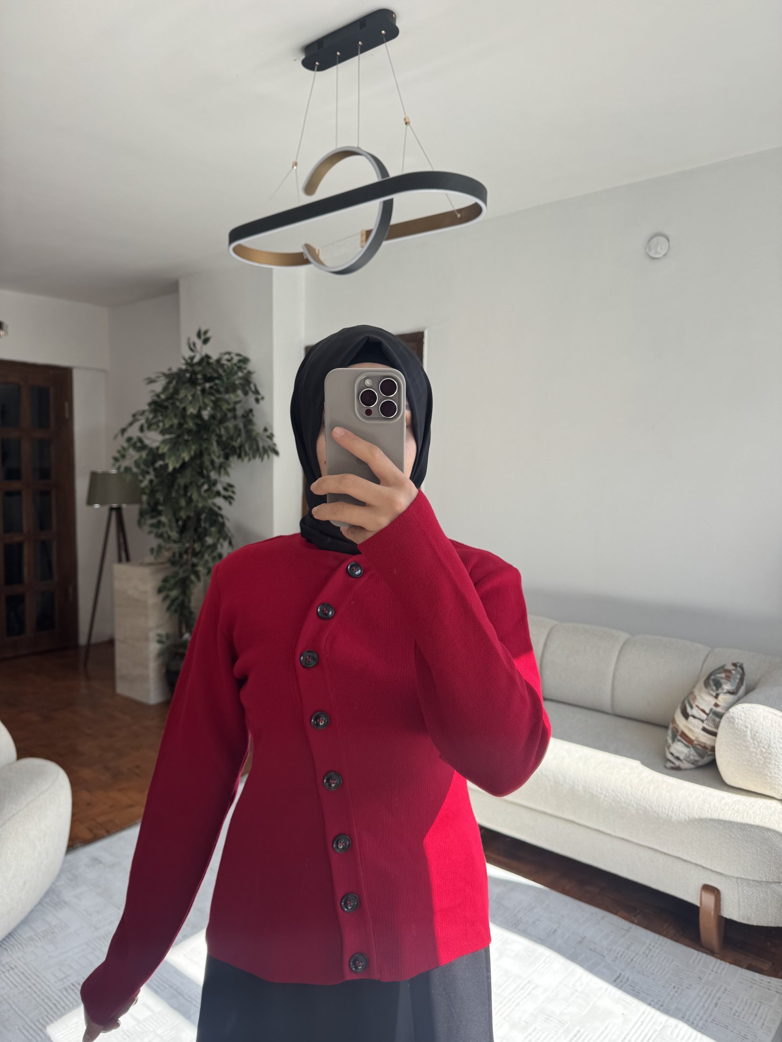 Asimetrik Desen Triko Hırka